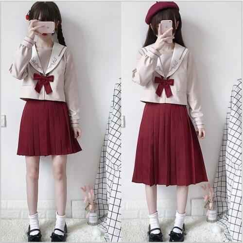 First love School Uniforms Girls JK Uniform hats Shirts Skirts Suit Student High School Japanese Preppy Sailor Suit jkx112