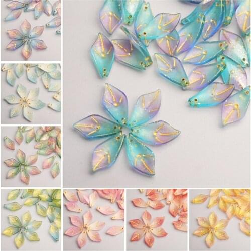 10pcs 11x23mm Flower Petal Shape Crystal Lampwork Glass Loose Top Drilled Pendants Beads lot for Jewelry Making Findings DIY
