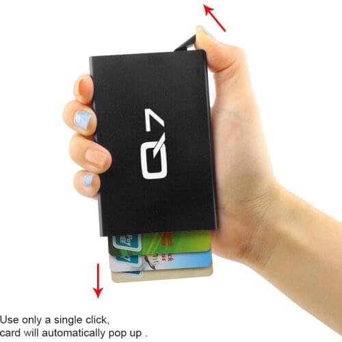 Slim metal Wallet With Credit Card Holder Car Mini Wallet Automatic Pop up Bank Card Case Stickers for AUDI Q7 A1 A3 A4 A5 Q5