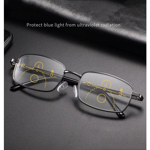 Progressive Multifocus Ultralight Full-rim Reading Glasses Women Men See Near and Far Anti Blu Classic Fashion 1 2 3 to 4