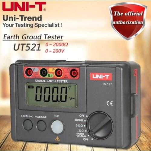 UNI-T UT521 Grounding Resistance Tester Low Voltage Display Data Storage Over Range Display LCD Backlight