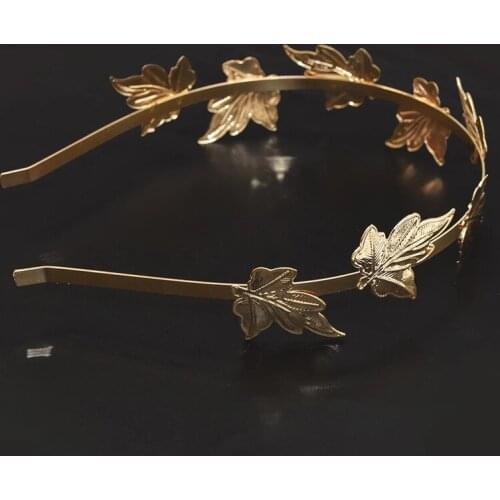 Vintage Romantic Gold Leaf Hairbands Hair Ornament Headdress Girl WomenElegant Hairwear Jewelry Wholesale Accessories