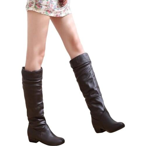 Knee High Women Boots Fashion Hot Sale Flat Heels Half Boots Spring Autumn Shoes Woman Large Size 2021 New Arrive