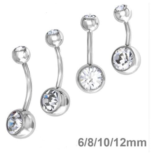 Crystal Gem Belly Bar Navel Button Ring Double Stone CZ 14G 16G Earring Fashion Body Piercing Jewelry Women Curved 316l STEEL