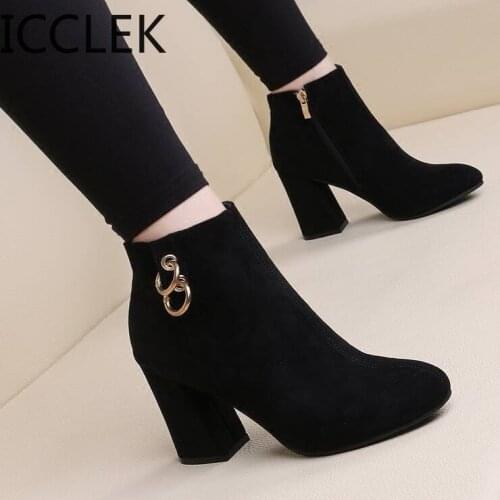 Plus Velvet Booties Female 2020 Winter New Suede Single Boots High Heel Boots Pointed Fashion Boots Matte Women Boots Tide A041