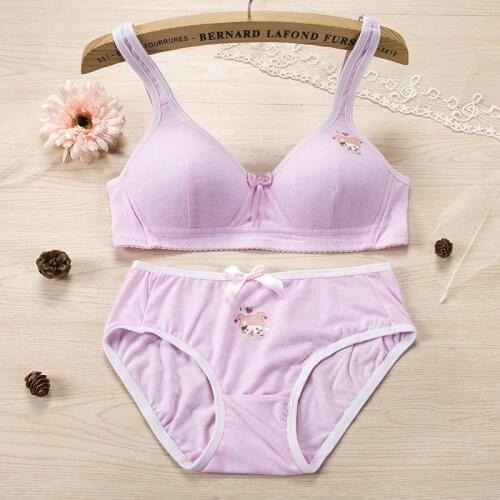 Women Bra Set Cute Soft Padded Cotton Wire Free Bra for Teens Children Bras Underwear Bra Set for Girls