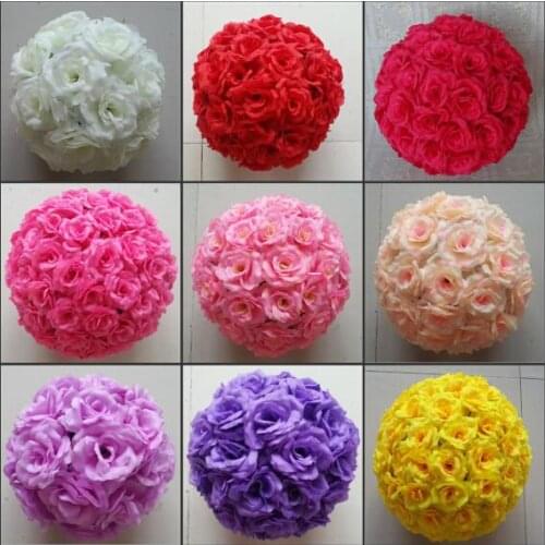 10" 25cm Elegant Wedding Theme Artificial Roses Flower Balls Hanging Kissing Ball Craft Ornament For Party Decoration Supplies