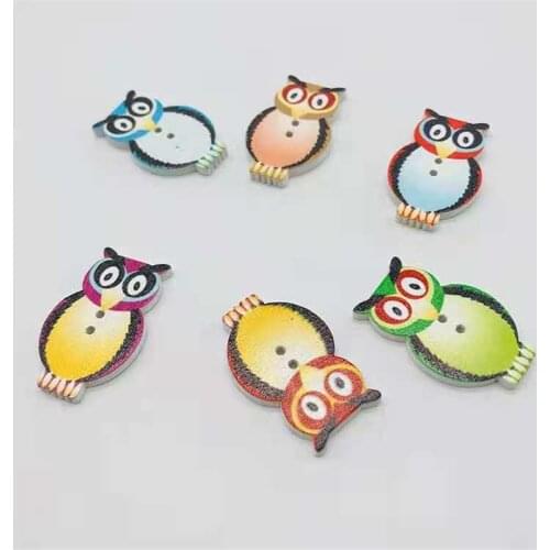 1000pcs 32x20mm Mixed Owl Wooden 2 Holes Buttons Sewing Accesories Baby Crafts Cardmaking Scrapbooking Embellishments