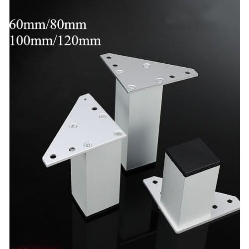 4pcs Square Metal Furniture Leg Cabinet Coffe Table Legs Thick Aluminum Alloy for TV Cabinet Sofa Foot Support Bed Riser