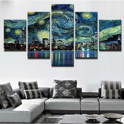 5 pcs diamond painting Night sky wall Pictures Diamond mosaic full square drills Cross Stitch Diamond Embroidery 3d Pattern new
