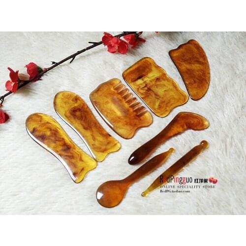 8pcs acupuncture massage scraping plates dial ribs stick beeswax comb eye face head back face Meridian massage set