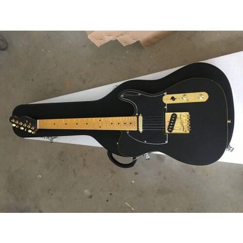 Free delivery / matte black high end gold accessories TL Guitar + Black Guitar hard box / customizable Chinese electric guitar