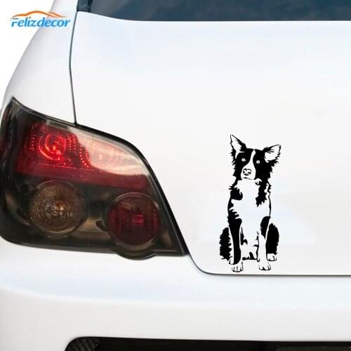 Border Collie on Board Cartoon Car Stickers Styling Motorcycles Bumper Windshield Laptop Decals Accessories Black/Silver C1083