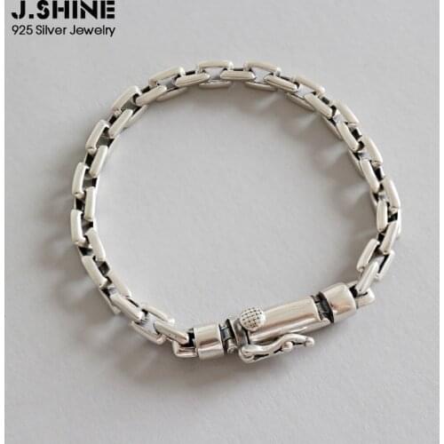 JShine 100% 925 Sterling Silver Bracelets for Women Men Charm Bracelets Bangles Thick Link Chain Bracelet Female Silver Costume