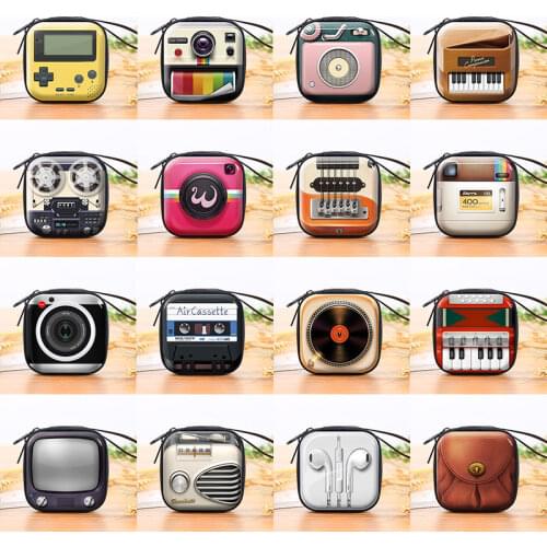 Retro Record Tape Pattern Tinplate Coin Purse Key Case Headphone Bag Coin Purse Storage Box Earphone Pocket New Arrivals