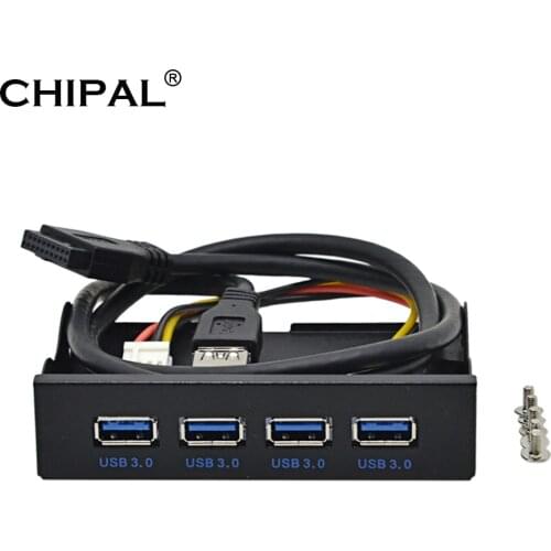 CHIPAL 19+1 20Pin 4 Port USB 3.0 Front Panel Combo Bracket USB3.0 Hub Adapter for PC Desktop 3.5" FDD Floppy Disk Drive Bay