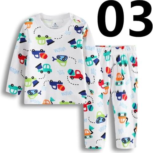 Baby Boys Clothes Set Digger Children Pajamas Suit Spring Autumn Long Sleeve Clothing Sets Baby Sleepwear Top Quality 0-2Y