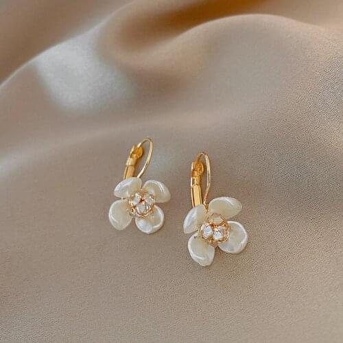 Elegant And Exquisite Zircon Flower Hoop Earrings For Woman 2021 New Classic Jewelry Luxury Party Girls Unusual Earrings