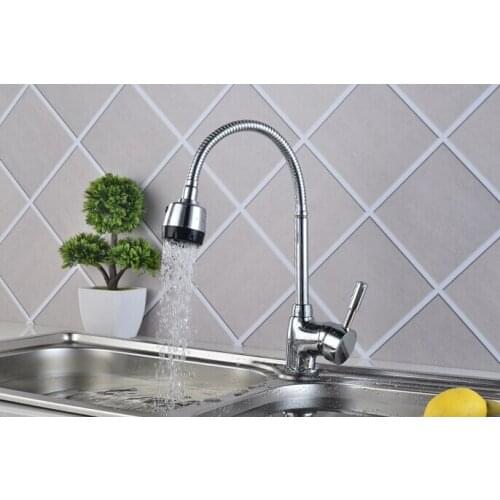Hot and cold flexible kitchen rotary brass faucet with inlet pipe 60cm