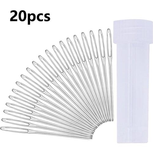 MIUSIE 20Pcs/lot Leather Craft Sewing Needles Large Eye Blunt Stitching Needle Round-pointed Needle Leather Hand Sewing Tools