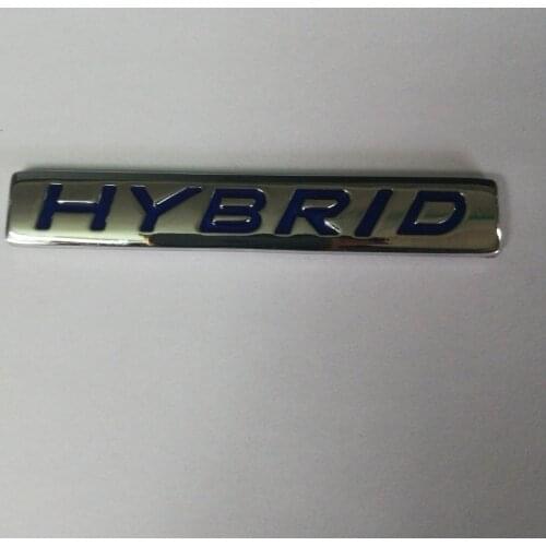 JX-LCLYL 3D Metal HYBRID Car Side Body Trunk Emblem Badge Sticker Decal Silver+Blue