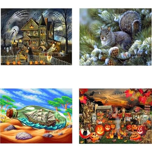 KEXINZU 5d DIY Diamond Painting-Scary Castle Squirrel-Full Square Embroidery Cross Stitch Rhinestone Mosaic Home Decor Gift Y497