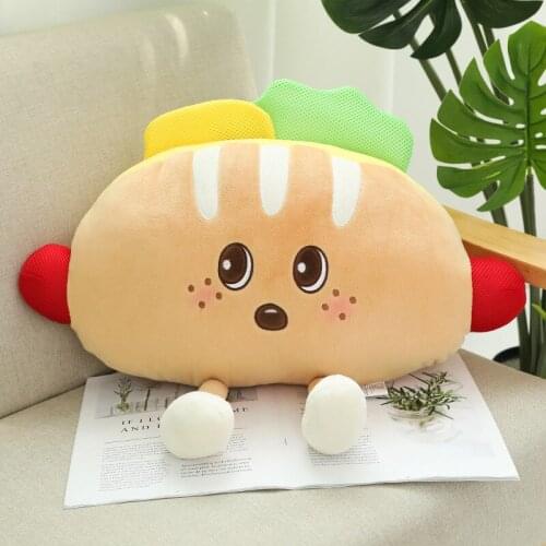 Creative Fast Food Plush Toy Pillow Hamburger Hot Dog Pizza Toast Chips Popcorn Stuffed Toys Sofa Pillow Children Birthday Gift