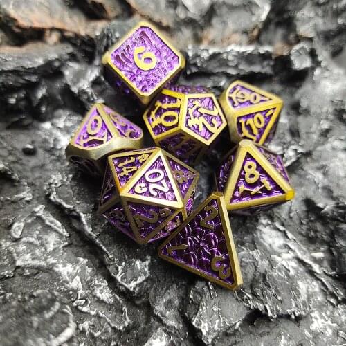 New Style 7 Pcs Galaxy Metal D&D Dice, Metal DND Dice, Polyhedral Metal Dice Set, for Role Playing Game MTG Pathfinder