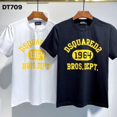 Goth Men Women O Neck Short Sleeve T Shirt Locomotive Letter Print Cotton Casual T-Shirt 21 FW 1964 Dsquared2 dt709