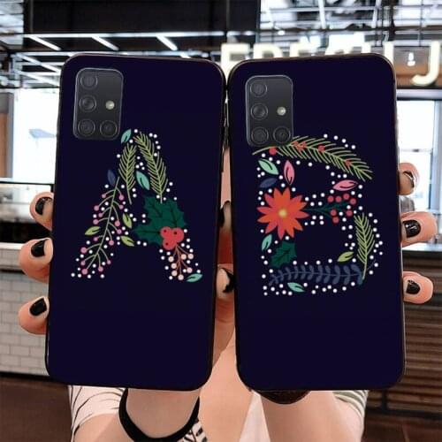 Flower 26 letter pattern Soft black Phone Case for Samsung S20 plus Ultra S6 S7 edge S8 S9 plus S10 5G lite 2020