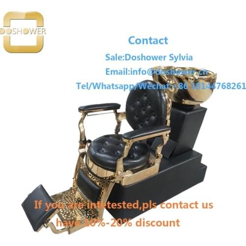 Barber shop furniture set with hair washing chair gold for luxury shampoo chair