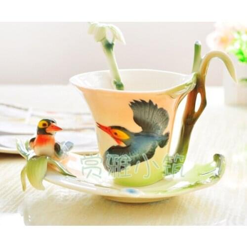 Enamel Porcelain Coffee cup sets of high-grade enamel color Magpie coffee Mug