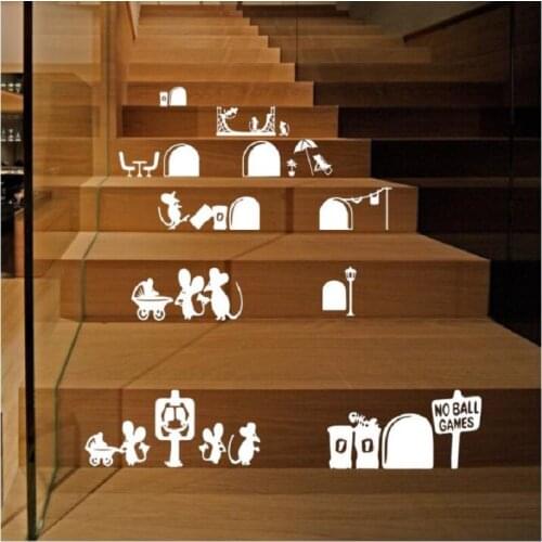 UBRUSH 35x40cm Wall Stickers PVC Mouse family living room bedroom Decorative Stickers Refrigerator Stickers Wall Sticker