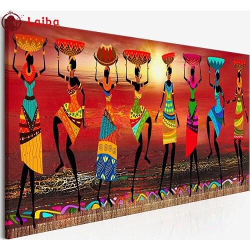 New diamond embroidery mosaic Abstract art, retro African woman in color dress diamond paintings full square round drill stitch