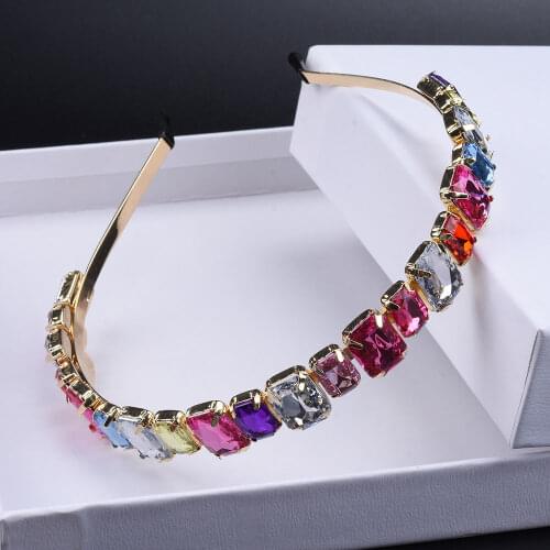 2020 New Fashion Lady Metal Belt Hairband Baroque Geometric Crystal Thin Hair Band Elegant Bridal Wedding Crown Hair Accessories