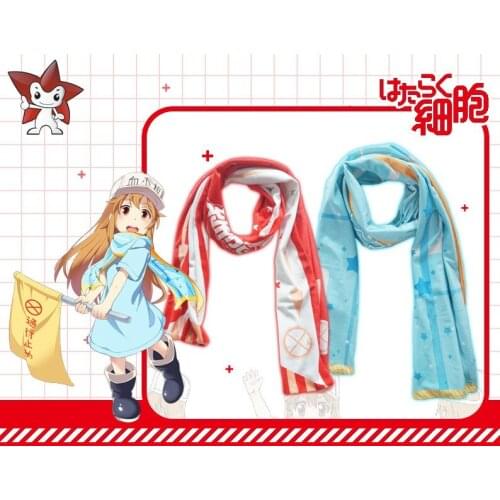 New Anime Scarf Cell At Work Adult Red Blood Cell theme scarf Cosplay Costume Gift Wool scarf Crystal scarf 190cm X 33cm Long