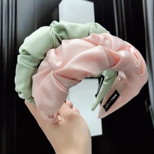 Women Solid Color Pleated Headband Irregular Wrinkled Head Hoop Luxury Party Decor Wide-brim Knotted Hair Hoop Hair Accessories