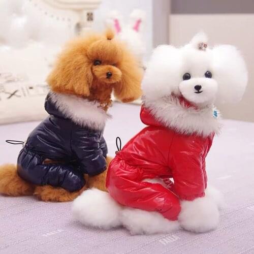 Dog Clothes Shiny Down Cotton Winter Coat Jumpsuit Waist Coat Small Dog Plus Velvet Padded Coat jumpsuit for dogs