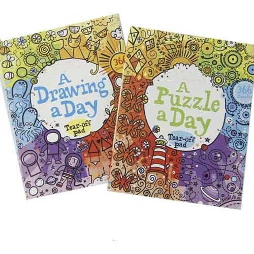 3-8 year 2 book/set Ha drawing a day a puzzle a day Children English picture book Childrens maze book Simple line-drawing