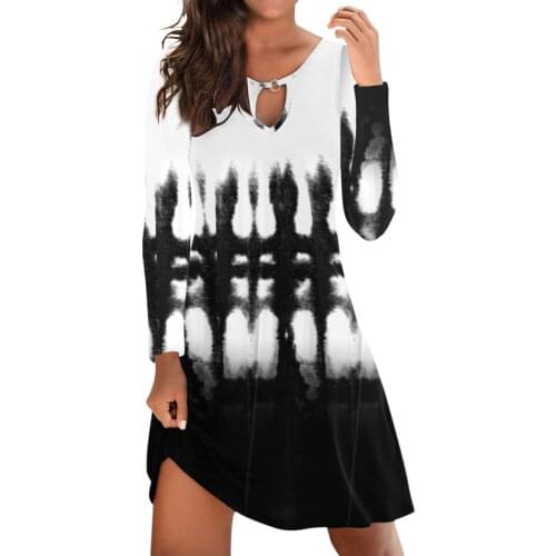 2021 Spring And Autumn Vintage Print Dress Women Elegant Long Sleeves Sundress Loose Beach Dresses Female Casual Loose Vestidos