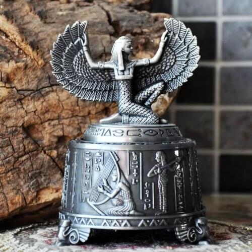 [Retro] Egyptian Character Statue Music Box Decoration Home Decorations Crafts Creative Gift Desktop Ornament