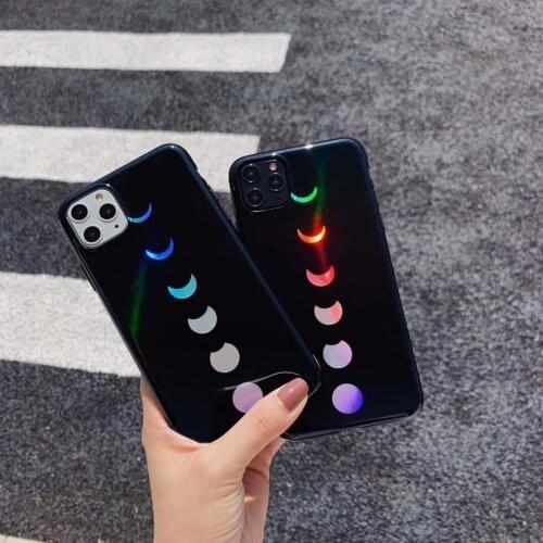 Luxury Laser Space Eclipse of the Moon Phone Case For iPhone 12 12Pro 11 Pro Max 8 Plus 7 X XR XS Max Soft Colorful Back Cover