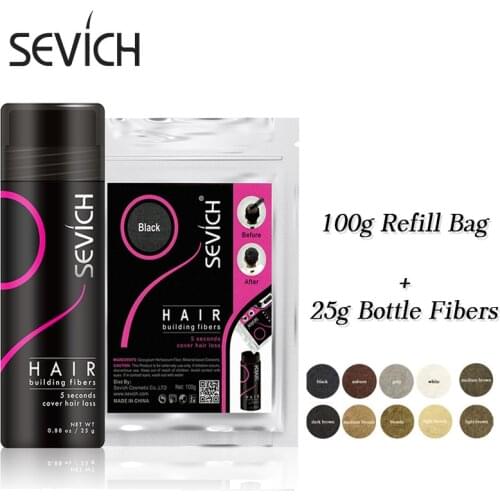 Sevich 2pcs/set 100g 10 Color Keratin Hair Loss Building Fiber 25g Hair Growth Fiber Spray Salon Hair Loss Concealer Powder