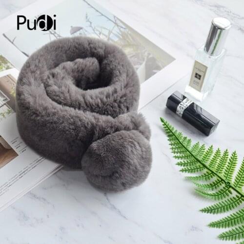 Aorice SF815 Women Winter Warm Fur Scarf New Style Real Rabbit Fur Scarves Wraps Rings Black Pink Color