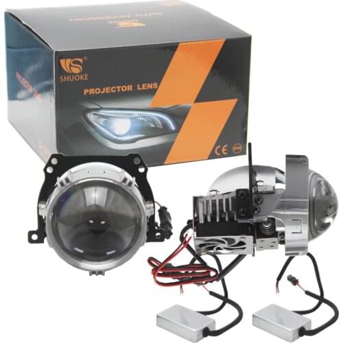 SHUOKE 2 PCS 2.5" LHD RHD RX9 Bi LED Biled Projector Car Lens Universal Car LED Headlight for BMW E46 Convertible Kia Ceed JD