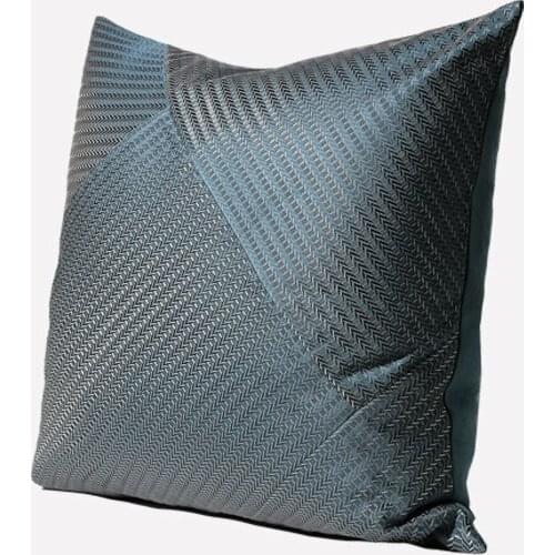 Modern Simple And Light Luxury Style Pillowcase 50x50cm Peacock Green Texture Stripe Stitching Cushion Cover Home Sofa Decor