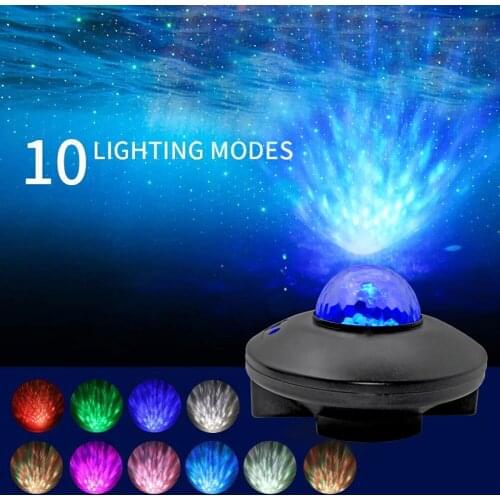 1pc LED Bluetooth Starry Sky Ocean Wave Night Light Music Projector Home Glow Party Lamp Supplies