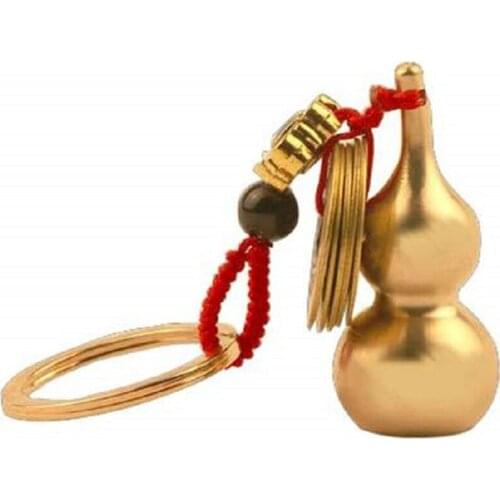 Vintage Brass Money Bag Keychain Pendant Handmade Rope Coins Car Key Chain