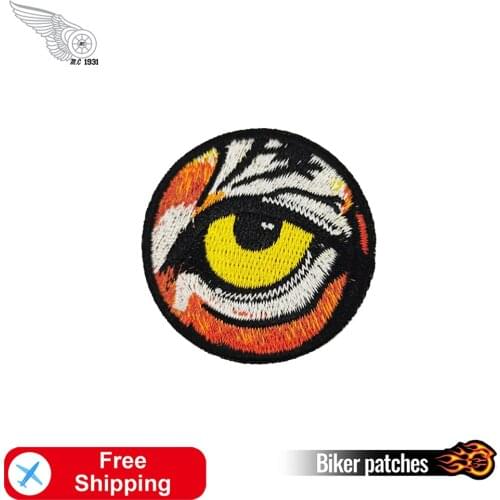 Fierce Tiger Eye Patches Embroidery Iron on Stickers Biker Cool Badges Sew Stripe on Clothing Jakets Coat Punk Jeans Accessories