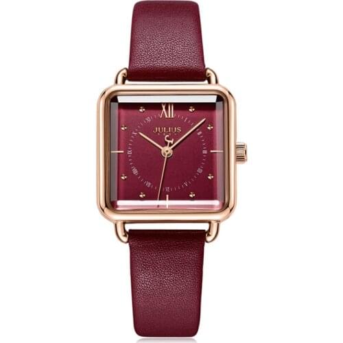 Lady Retro Red Square Leather Watch Woman Casual Waterproof Quartz Dress Wristwatches Clock Montre Femme Gift